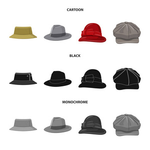 帽子和盖帽标志的向量例证。套帽和附件股票矢量图