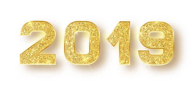 金色闪亮图案.新年快乐横幅2019数字.向量例证照片