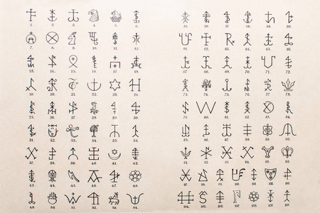 一组古老的符号照片