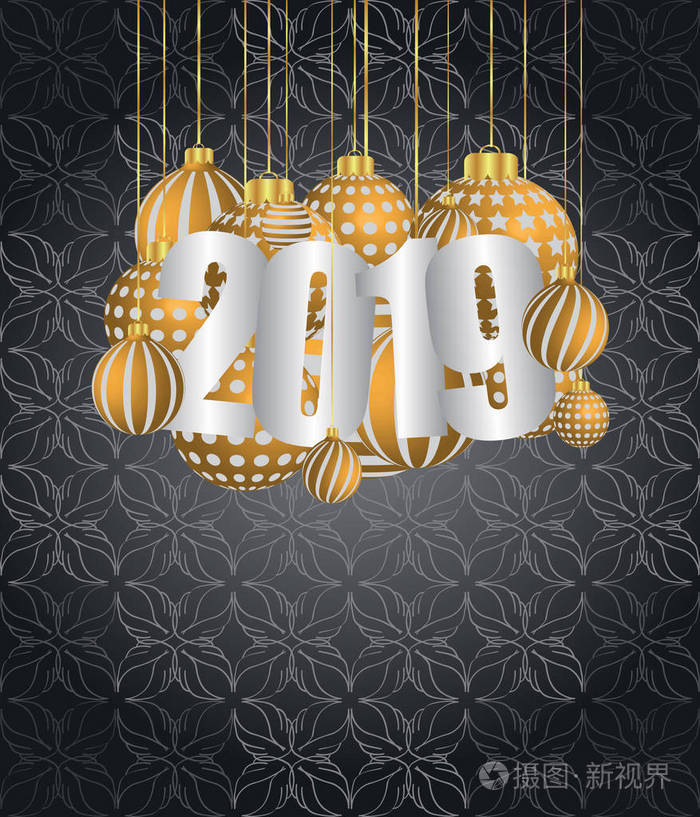 2019年新年快乐，季节背景为您的邀请函，节日海报，问候卡。