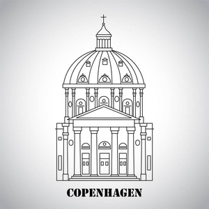 s church in Copenhagen, Denmark. Flat historic sight attraction.