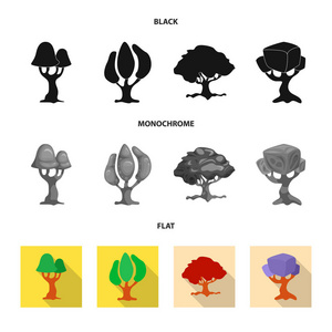 树和自然标志的矢量设计。 收集树木和皇冠股票符号的网络。