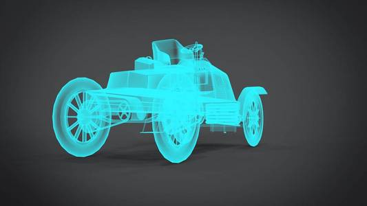 拆卸x射线经典复古汽车3D渲染结果从搅拌机应用