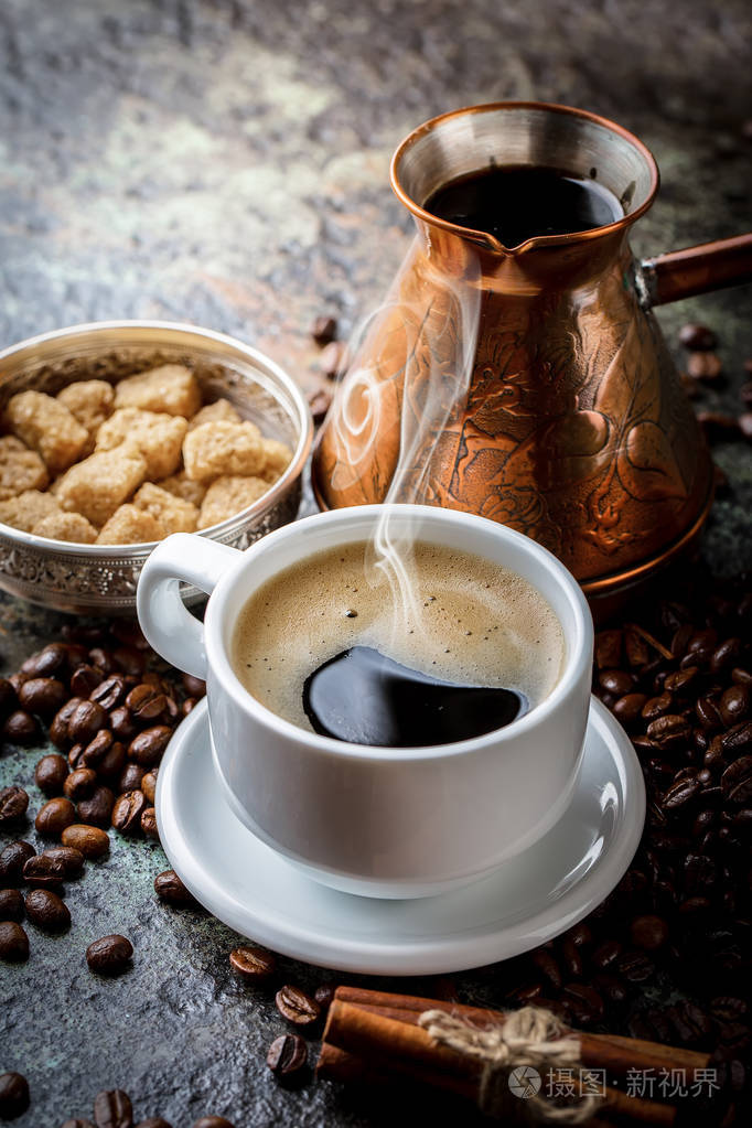 旧背景的黑咖啡