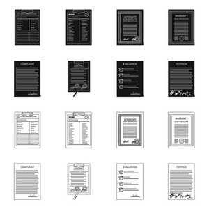 表单和文档符号的孤立对象。股票的窗体和标记矢量图标集