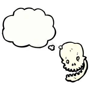 卡通幽灵骷髅头和思想泡泡图片