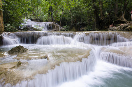 泰国kanchanaburi的era wan瀑布国家公园