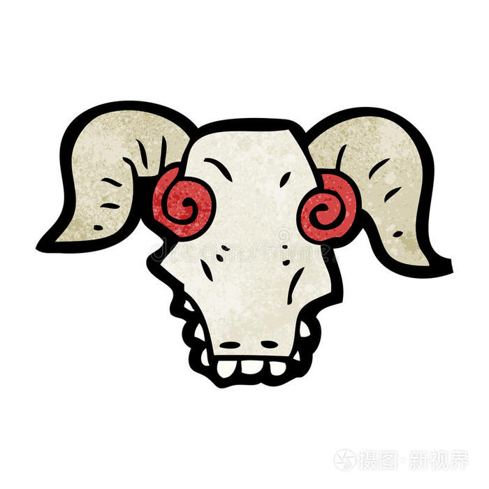 恐怖公羊头骨卡通插画 正版商用图片13urv9 摄图新视界