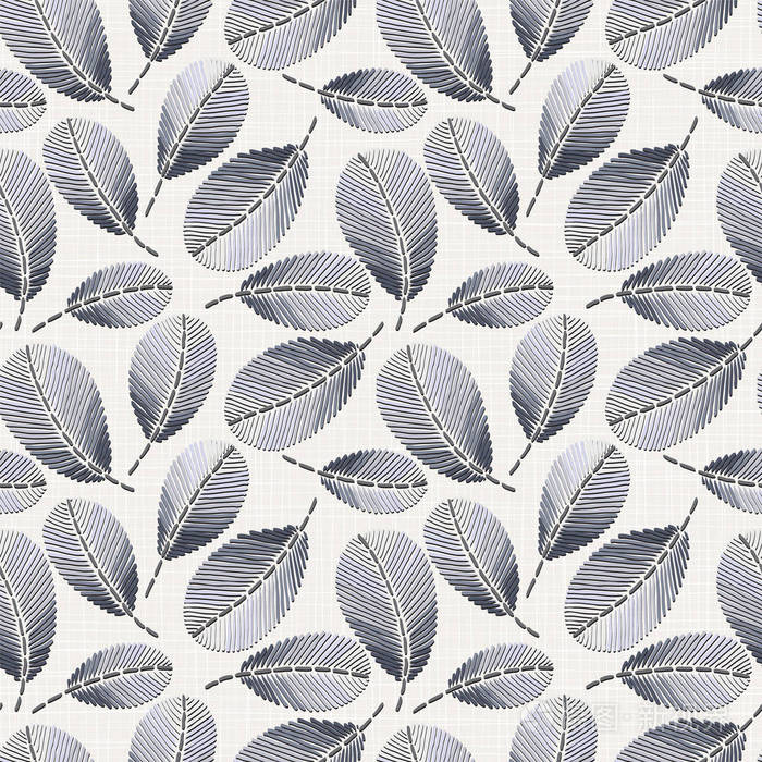 刺绣花卉无缝图案上的亚麻布纹理纺织家居装饰时尚面料. 仿造缝针