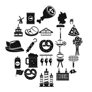 并用图形和想法图标将其翻矢量聚集图标集