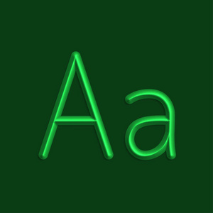 字母表绿色彩灯3D线与平滑阴影字母