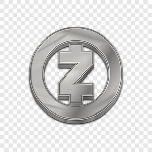 银z现金硬币符号孤立的网络矢量图标。 Z现金硬币时尚3D风格矢量图标。 凸起的符号插图。 银z现金硬币密码货币标志。