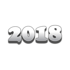 银色3d风格2018年新年标志..矢量图。