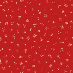 生日快乐写意图纸无缝图案上红色背景.