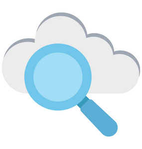 云搜索，带放大镜的云，隔离矢量图标，可以很容易地修改或编辑