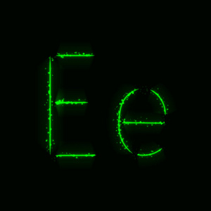 黑色背景下的绿色字母E灯字母
