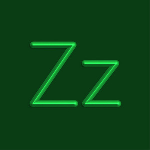 字母Z字母绿色灯光，3d线与平滑阴影