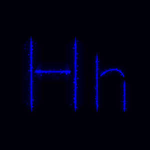 黑色背景下蓝色字母H灯字母