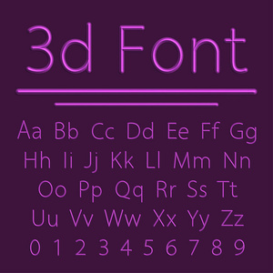 体积字体紫色3D线字母与阴影。 矢量图。 减压管字母。