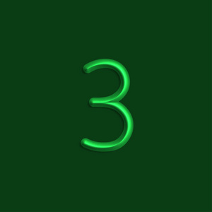 3个绿色彩灯，3D线，平滑阴影