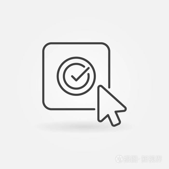 带有选中标记线性矢量图标的光标 on 按钮插画-正版商用图片13wl4h-摄