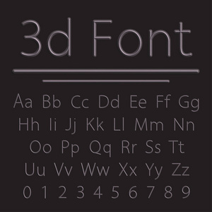 体积字体黑色3D线字母与阴影。 矢量图。 减压管字母。