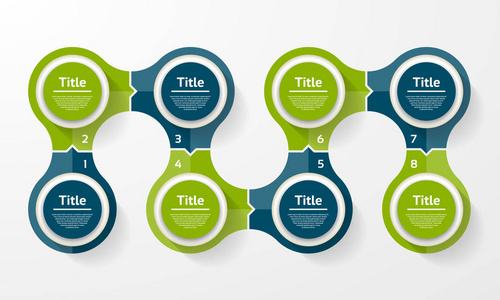 矢量圆圈信息图。 循环图图形表示和圆图模板。 具有8个选项部分步骤或流程的业务概念。 抽象背景。