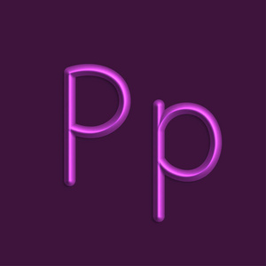 字母表p字母紫色彩灯3D线与平滑阴影