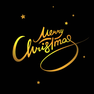 节日问候礼品海报的创意排版. 书法字体风格. 黑色背景与星星照片