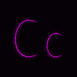 紫色字母c暗背景灯字母