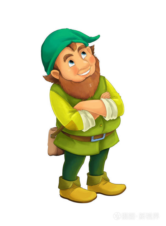 卡通场景与幻想侏儒做一些活动白色背景插图为儿童