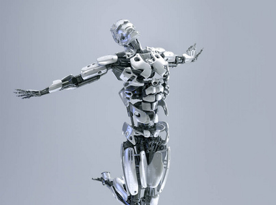 男性人形一个男性人形机器人, android 或机器人手臂上的姿势, 自由或