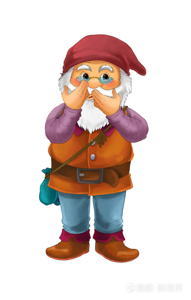 卡通场景与幻想侏儒做一些活动白色背景插图为儿童