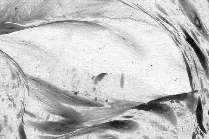 抽象墨水背景 大理石风格 白纸上的黑色油漆笔画纹理 用于网页和游戏设计的壁纸 泥艺术 笔汁的宏观图像 暗黑色漆照片 正版商用图片13ww6d 摄图新视界