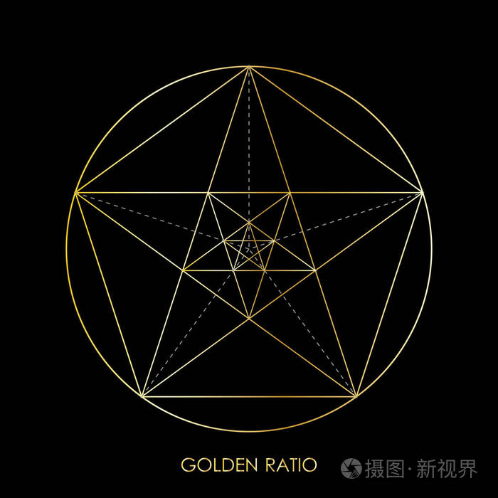 五角星五角星黄金分割斐波那契号几何形状抽象矢量背景向量