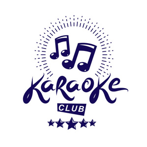 卡拉OK俱乐部矢量标志创建使用音符设计元素卡拉OK俱乐部传单封面设计。