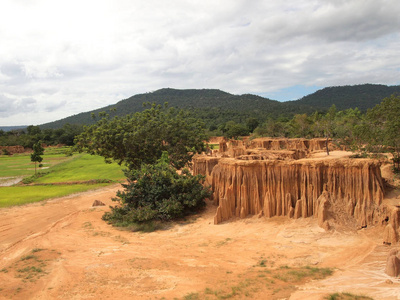 泰国沙开省拉鲁公园因水土流失产生了带状形状