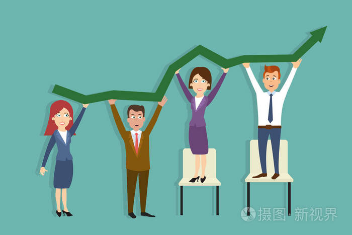 我们共同成长业务,团队合作理念.平的水平图像.