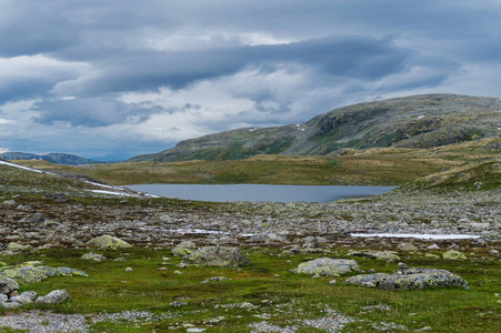 沿国家旅游线路Aurlandstjellet的山景。氟烷。西部挪威