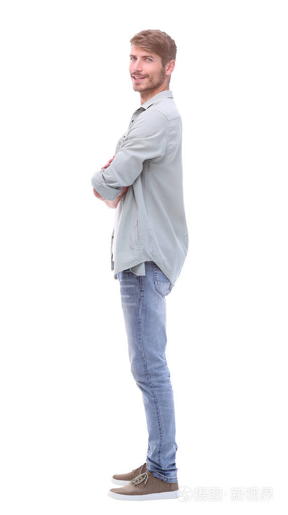 自信的年轻男子在牛仔裤照片-正版商用图片13xas2-摄图新视界