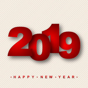 2019年新年快乐。 矢量图。 带有红色数字的节日贺卡。