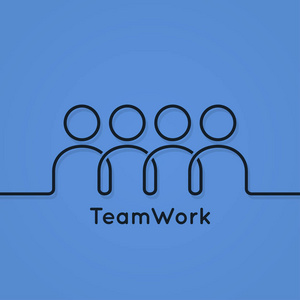 团队合作图标行蓝色背景下的业务概念照片