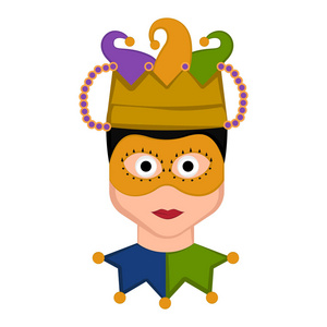 与狂欢节装饰品的孤立的人头像