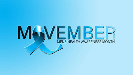 movember或11月男性健康意识月海报或蓝丝带横幅。没有社会团结标志movember反对男性前列腺癌运动活动