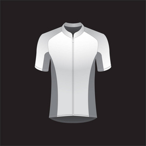 铁人三项自行车跑步比赛马拉松和赛车比赛的统一空白。 矢量模型的设计。 自行车衬衫模板。 短袖T恤带拉链。 苗条合身的球衣空白。