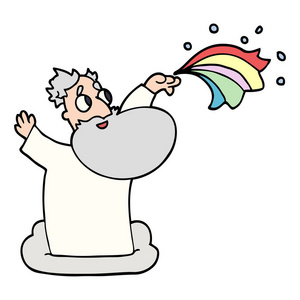 卡通涂鸦上帝在云上照片