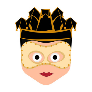 与狂欢节装饰品的孤立的人头像