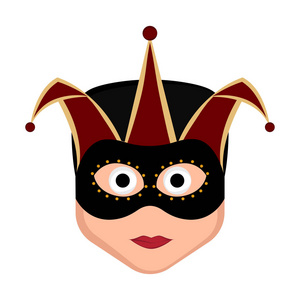 与狂欢节装饰品的孤立的人头像