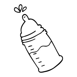 线绘卡通婴儿瓶