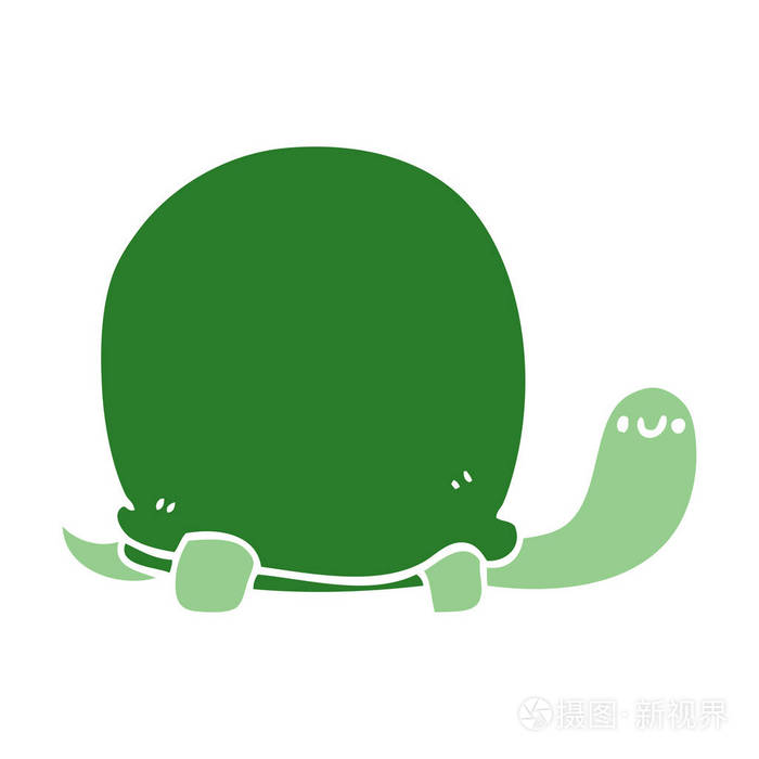 可爱的平色风格卡通乌龟